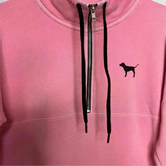 Victoria’s Secret PINK Sweatshirt Half Zip Pink &  Black Size Extra Small - Picture 4 of 16